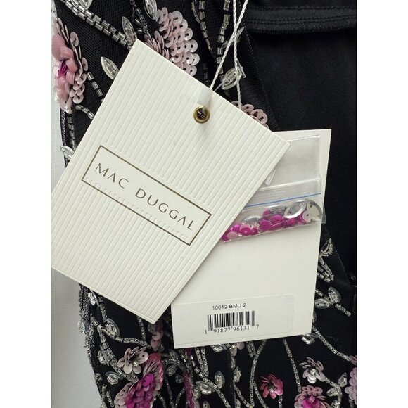 MAC DUGGAL Size 2 Black Floral 10012 Sweetheart Beaded Mini Cocktail Dress New - Picture 7 of 7